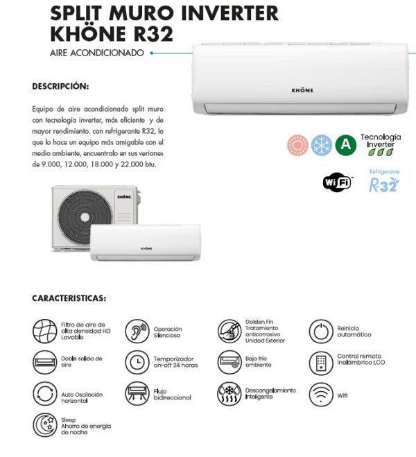 Aire acondicionado tipo split Inverter de 9000 btu R32 - Imagen 6